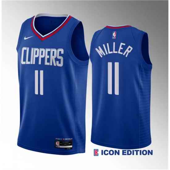 Men Los Angeles Clippers 11 Jordan Miller Blue 2023 Draft Icon Edition Stitched Jersey